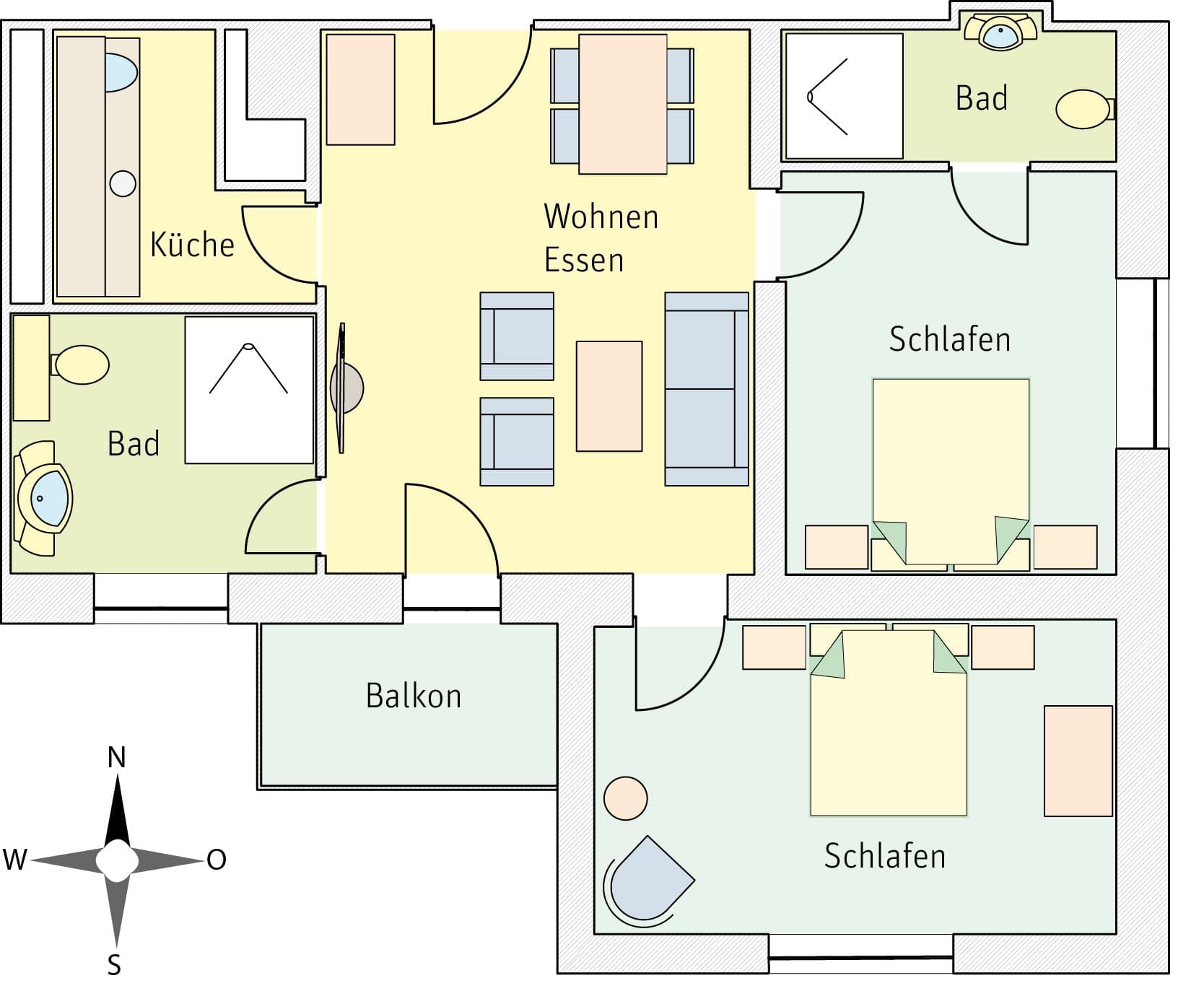 Grundriss des Appartements